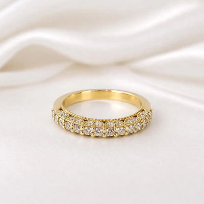 Lab Grown Diamond Wedding Band, 14K Solid Gold Diamond Anniversary Ring, Stackable Eternity Band for Women, Minimalist Bridal Ring #8947