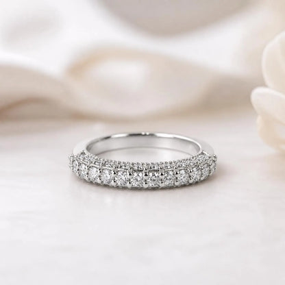 Lab Grown Diamond Wedding Band, 14K Solid Gold Diamond Anniversary Ring, Stackable Eternity Band for Women, Minimalist Bridal Ring #8947