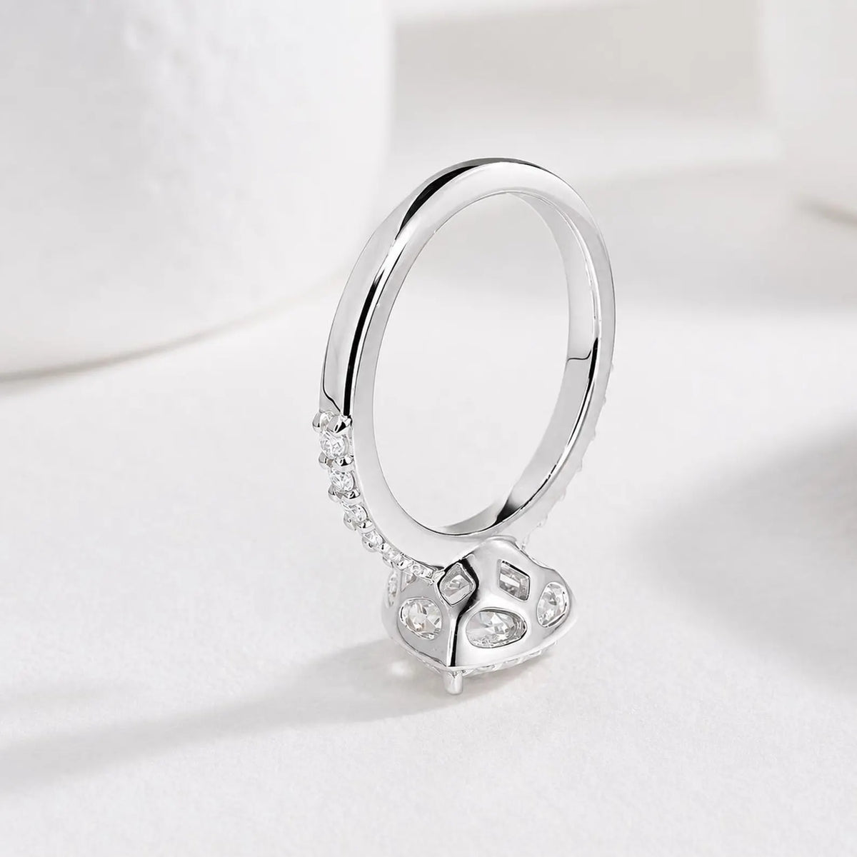Moissanite Engagement Rings 14k Solid Gold Trillion Cut For Women, Vintage Bridal Promise Ring Solitaire Moissanite Halo Wedding Ring  #7177