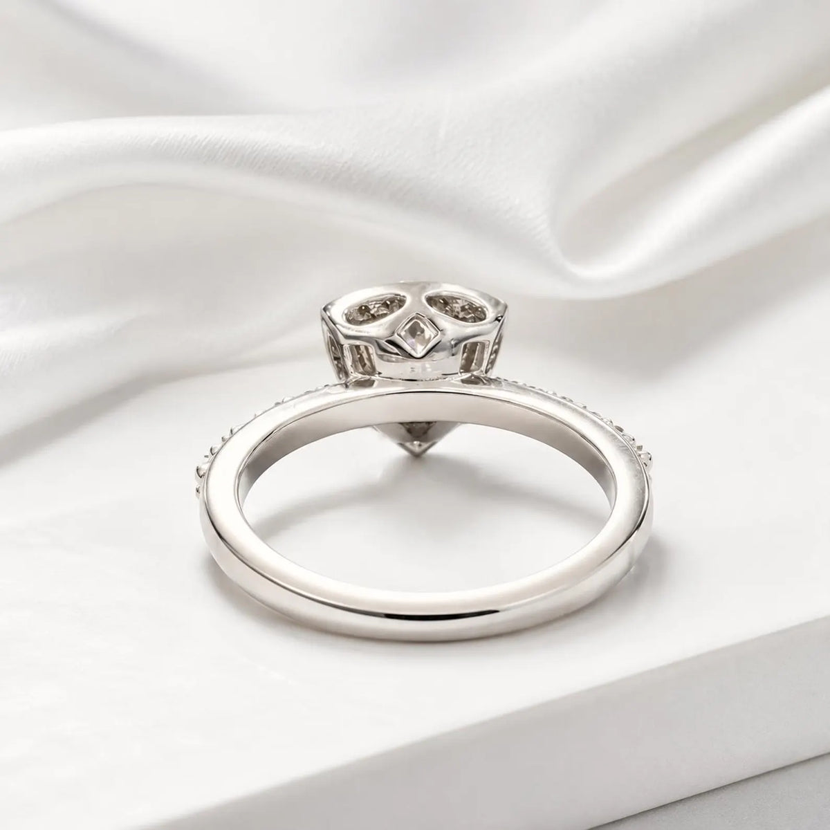 Moissanite Engagement Rings 14k Solid Gold Trillion Cut For Women, Vintage Bridal Promise Ring Solitaire Moissanite Halo Wedding Ring  #7177