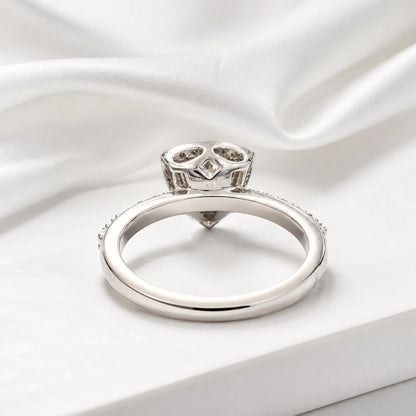 Moissanite Engagement Rings 14k Solid Gold Trillion Cut For Women, Vintage Bridal Promise Ring Solitaire Moissanite Halo Wedding Ring  #7177