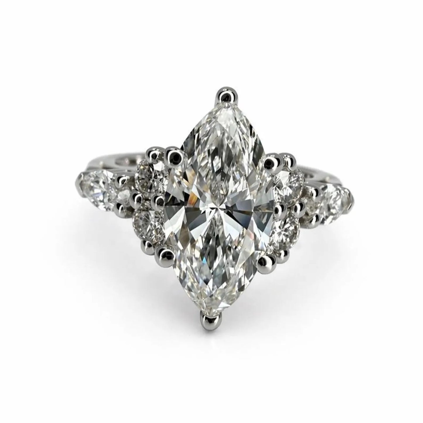 1.50 Carat Marquise Cut Lab Grown Diamond Engagement Ring 14K Dainty Marquis Lab Diamond Ring #8942