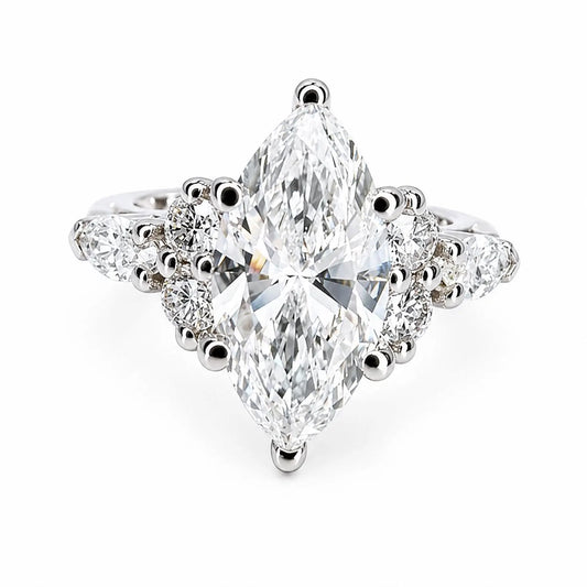 1.50 Carat Marquise Cut Lab Grown Diamond Engagement Ring 14K Dainty Marquis Lab Diamond Ring #8942