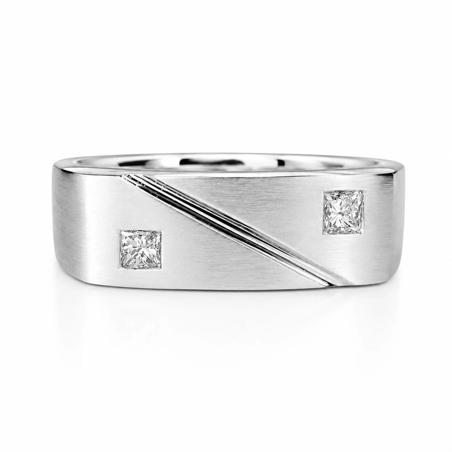 Men's Ring / Princess Cut Ring / Natural Dimond Ring / Gift Ideas For Him / 14k White Gold / #633