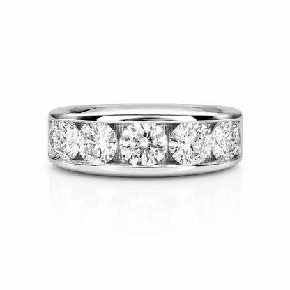 Mens Moissanite Wedding Band Yellow Gold Five Stone Moissanite Wedding Band Unique Mens Band Moissanite Anniversary Band Ring For Men  #7381