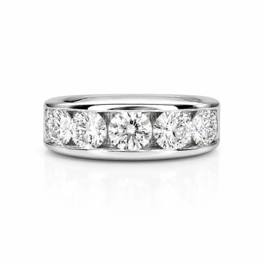 Mens Moissanite Wedding Band Yellow Gold Five Stone Moissanite Wedding Band Unique Mens Band Moissanite Anniversary Band Ring For Men  #7381