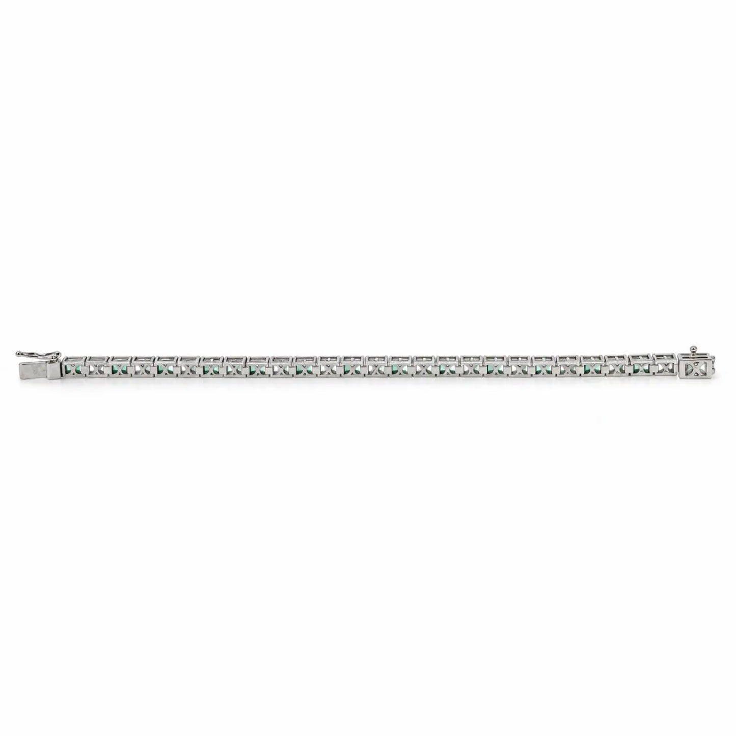 Lab Grown Diamond Bracelet with Emeralds, Emerald Cut Tennis Bracelet, White Gold Diamond Bracelet, #8945