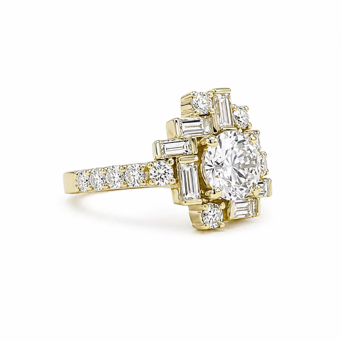 Lab Grown Diamond Geometric 14K Gold Ring: 2.65ctw Statement Anniversary Ring #8783