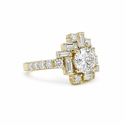 Lab Grown Diamond Geometric 14K Gold Ring: 2.65ctw Statement Anniversary Ring #8783