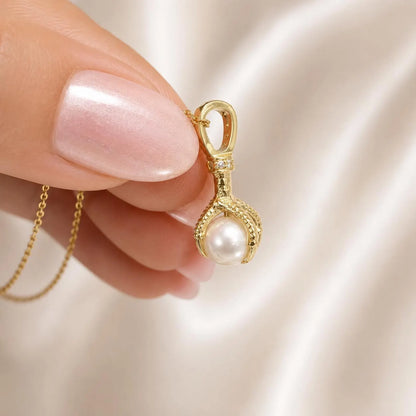 Freshwater Pearl Pendant Necklace, Dainty Pearl Necklace for Women, Minimalist Bridal Jewelry, Pearl Drop Pendant #8949