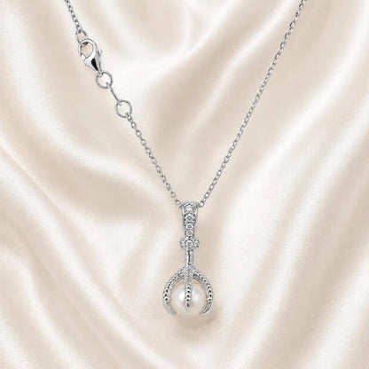 Freshwater Pearl Pendant Necklace, Dainty Pearl Necklace for Women, Minimalist Bridal Jewelry, Pearl Drop Pendant #8949