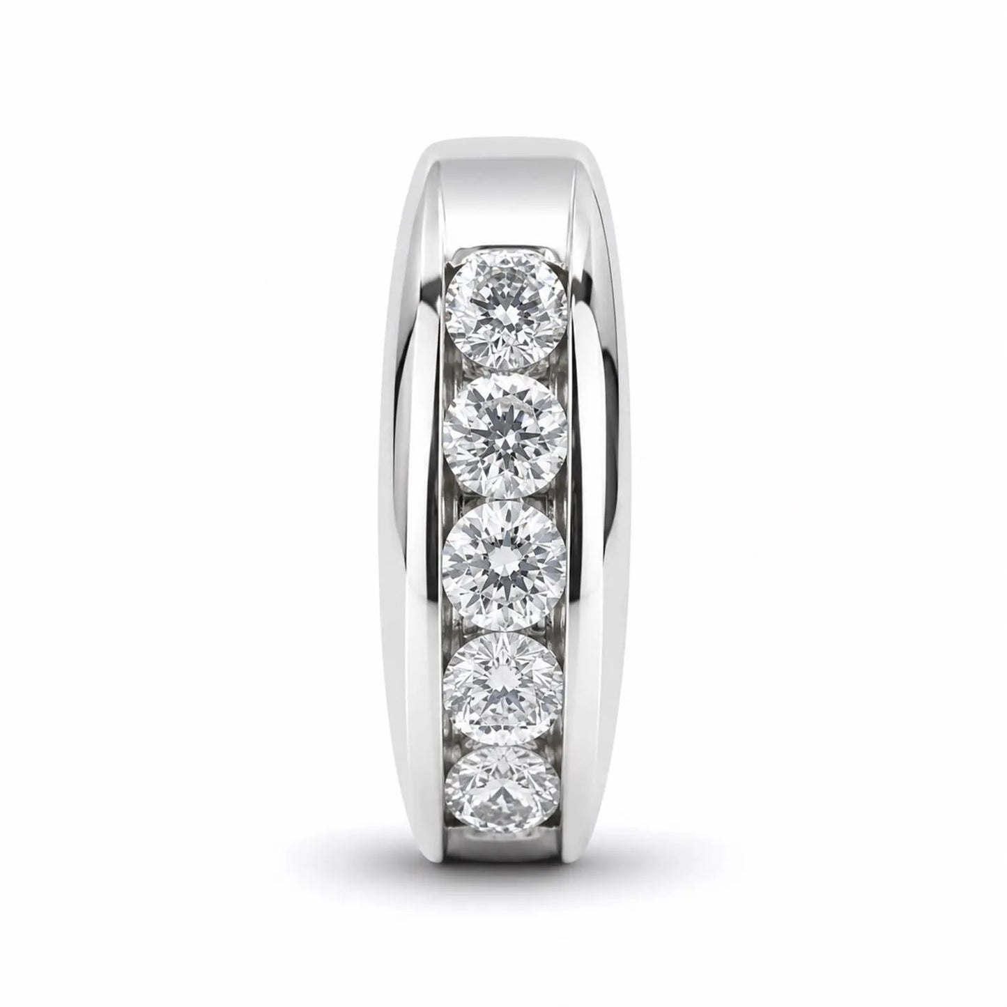 Mens Moissanite Wedding Band Men's Half Eternity Wedding Band, High Polished White Gold Unique Mens Anniversary Promise Engagement Ring 7402