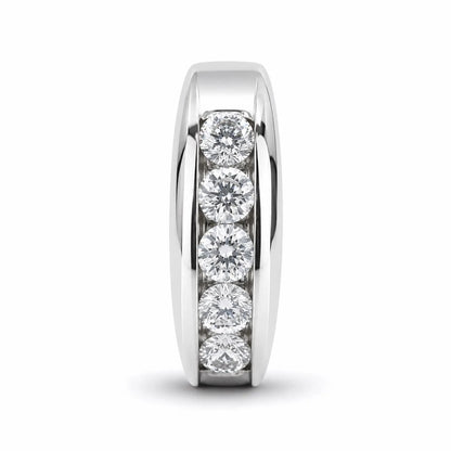 Mens Moissanite Wedding Band Men's Half Eternity Wedding Band, High Polished White Gold Unique Mens Anniversary Promise Engagement Ring 7402