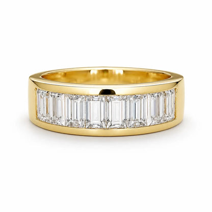 Mens Channel Set Baguette Wedding Band Solid 14k Yellow Gold, Unique Men's  Moissanite Engagement Ring Men's Promise Ring Gift For Him #7236