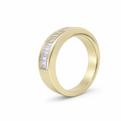 Mens Channel Set Baguette Wedding Band Solid 14k Yellow Gold, Unique Men's  Moissanite Engagement Ring Men's Promise Ring Gift For Him #7236