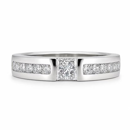 Men's Wedding Band, Men's Radiant Cut Moissanite Diamond Wedding Band  White Gold Matching Wedding Band Promise Ring Anniversary Ring  #7467