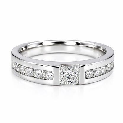 Men's Wedding Band, Men's Radiant Cut Moissanite Diamond Wedding Band  White Gold Matching Wedding Band Promise Ring Anniversary Ring  #7467