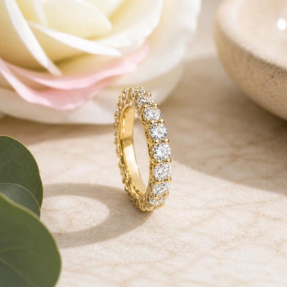 Moissanite Eternity Band, Stackable Eternity Band, Round Moissanite Wedding Band, 14K Gold Wedding Ring, Ladies Eternity Ring, #7036