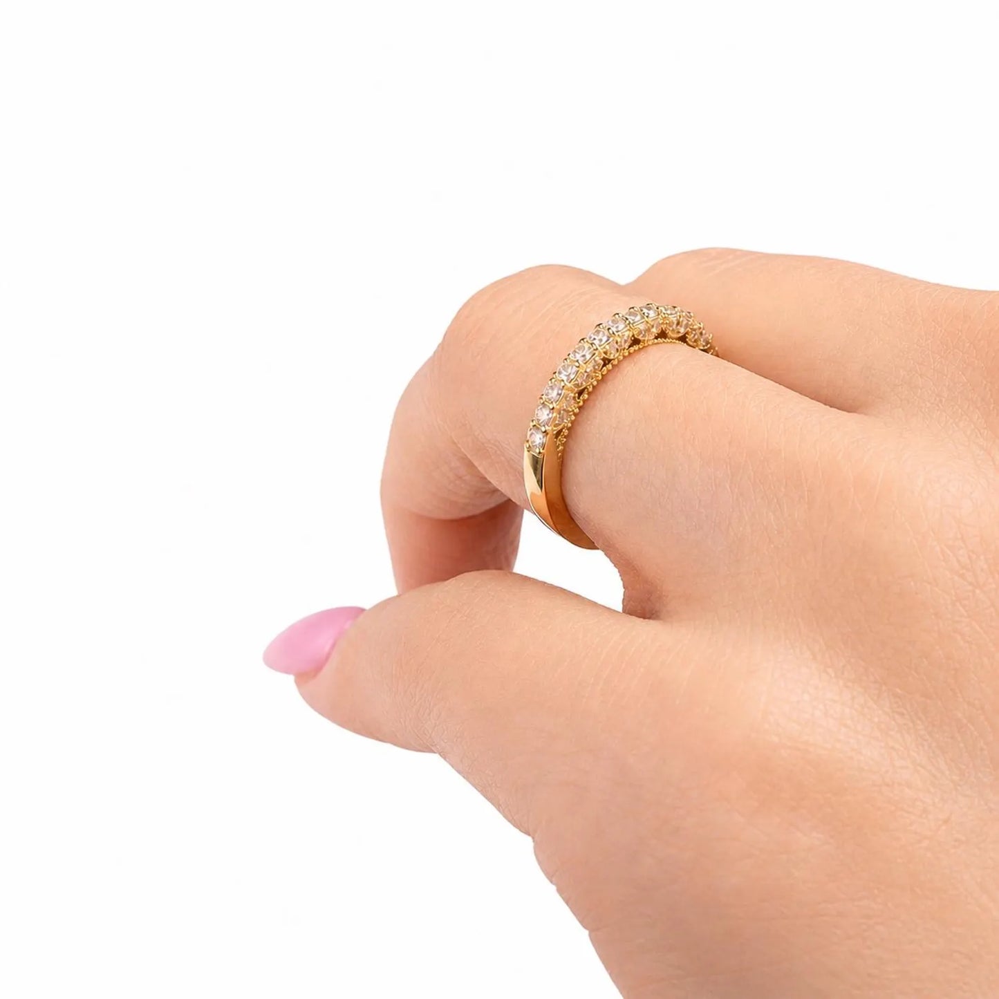 Lab Grown Diamond Wedding Band, 14K Solid Gold Diamond Anniversary Ring, Stackable Eternity Band for Women, Minimalist Bridal Ring #8947