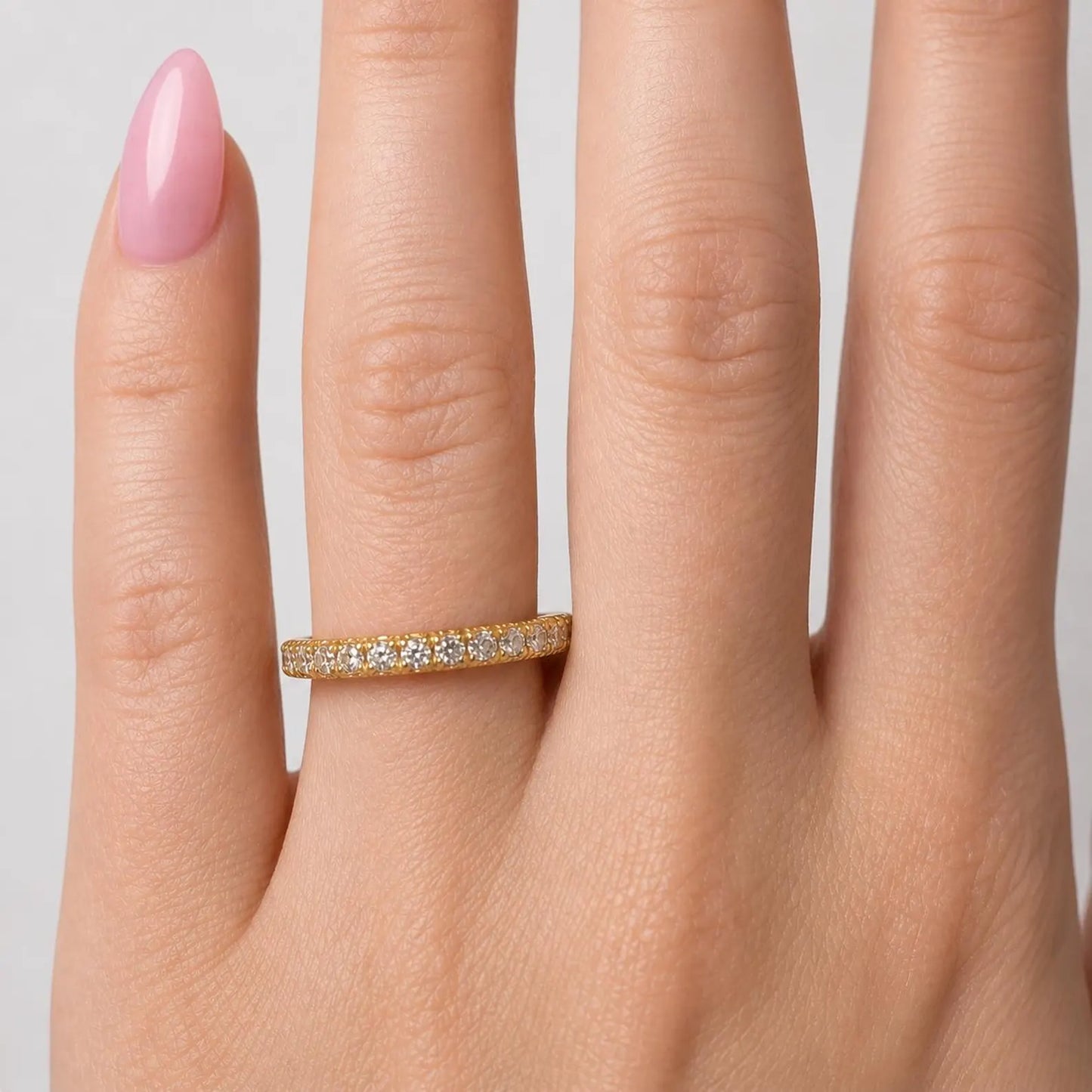 Lab Grown Diamond Wedding Band, 14K Solid Gold Diamond Anniversary Ring, Stackable Eternity Band for Women, Minimalist Bridal Ring #8947