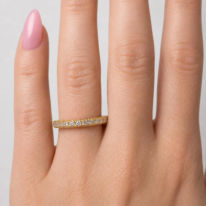 Lab Grown Diamond Wedding Band, 14K Solid Gold Diamond Anniversary Ring, Stackable Eternity Band for Women, Minimalist Bridal Ring #8947