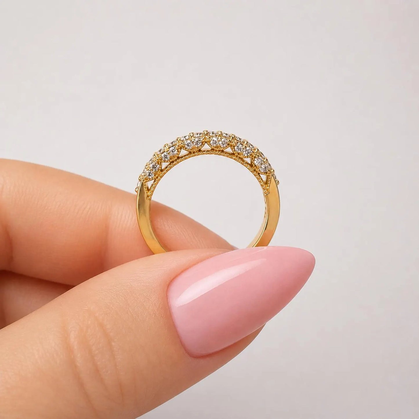Lab Grown Diamond Wedding Band, 14K Solid Gold Diamond Anniversary Ring, Stackable Eternity Band for Women, Minimalist Bridal Ring #8947