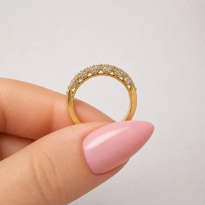 Lab Grown Diamond Wedding Band, 14K Solid Gold Diamond Anniversary Ring, Stackable Eternity Band for Women, Minimalist Bridal Ring #8947