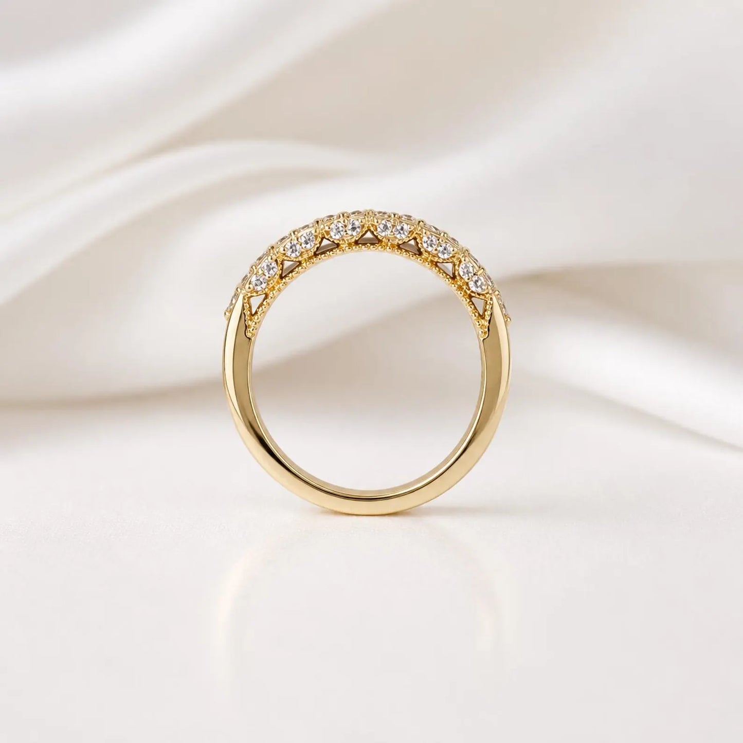 Lab Grown Diamond Wedding Band, 14K Solid Gold Diamond Anniversary Ring, Stackable Eternity Band for Women, Minimalist Bridal Ring #8947