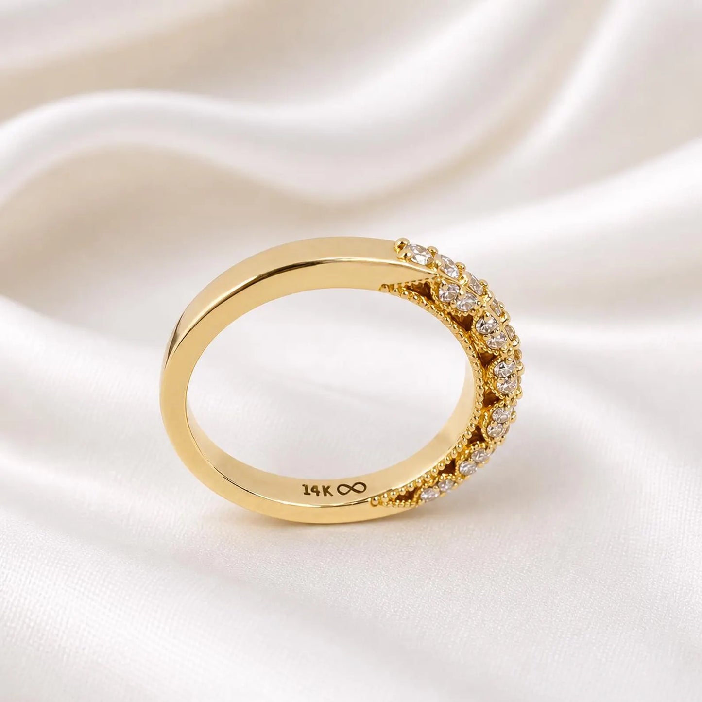 Lab Grown Diamond Wedding Band, 14K Solid Gold Diamond Anniversary Ring, Stackable Eternity Band for Women, Minimalist Bridal Ring #8947