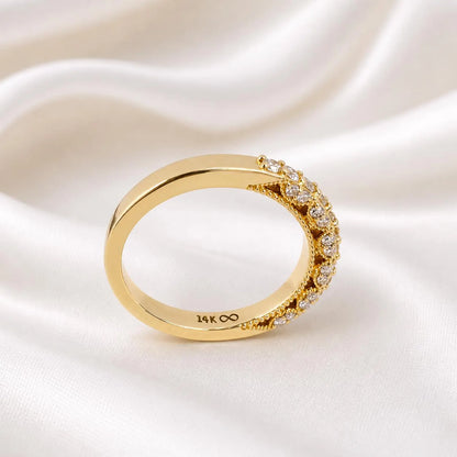 Lab Grown Diamond Wedding Band, 14K Solid Gold Diamond Anniversary Ring, Stackable Eternity Band for Women, Minimalist Bridal Ring #8947