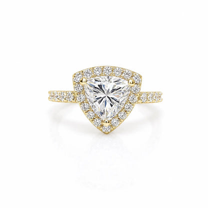 Moissanite Engagement Rings 14k Solid Gold Trillion Cut For Women, Vintage Bridal Promise Ring Solitaire Moissanite Halo Wedding Ring  #7177