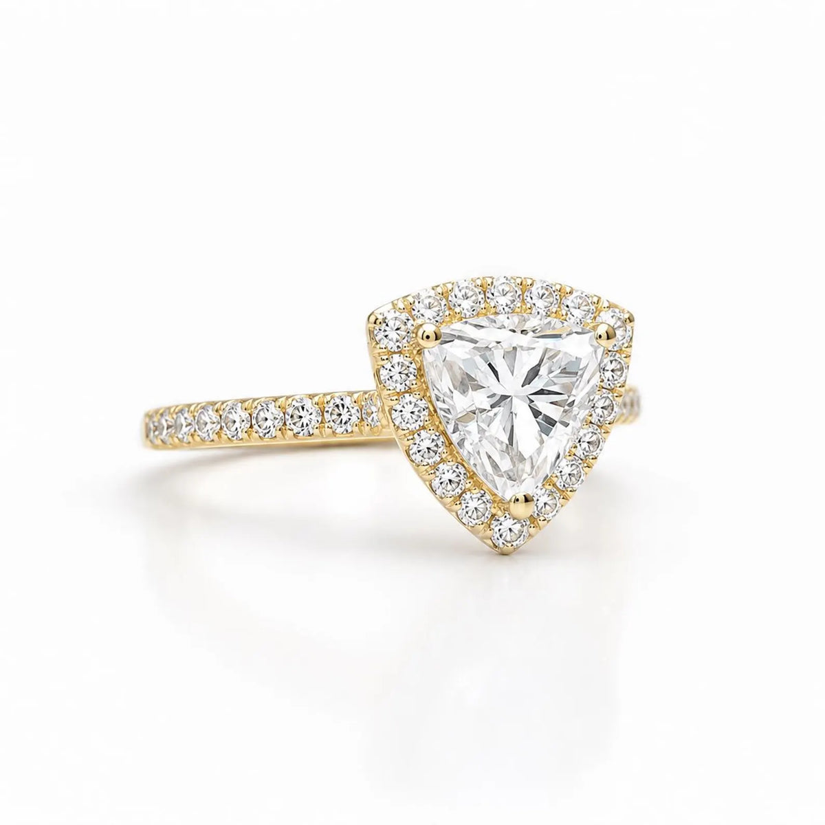Moissanite Engagement Rings 14k Solid Gold Trillion Cut For Women, Vintage Bridal Promise Ring Solitaire Moissanite Halo Wedding Ring  #7177