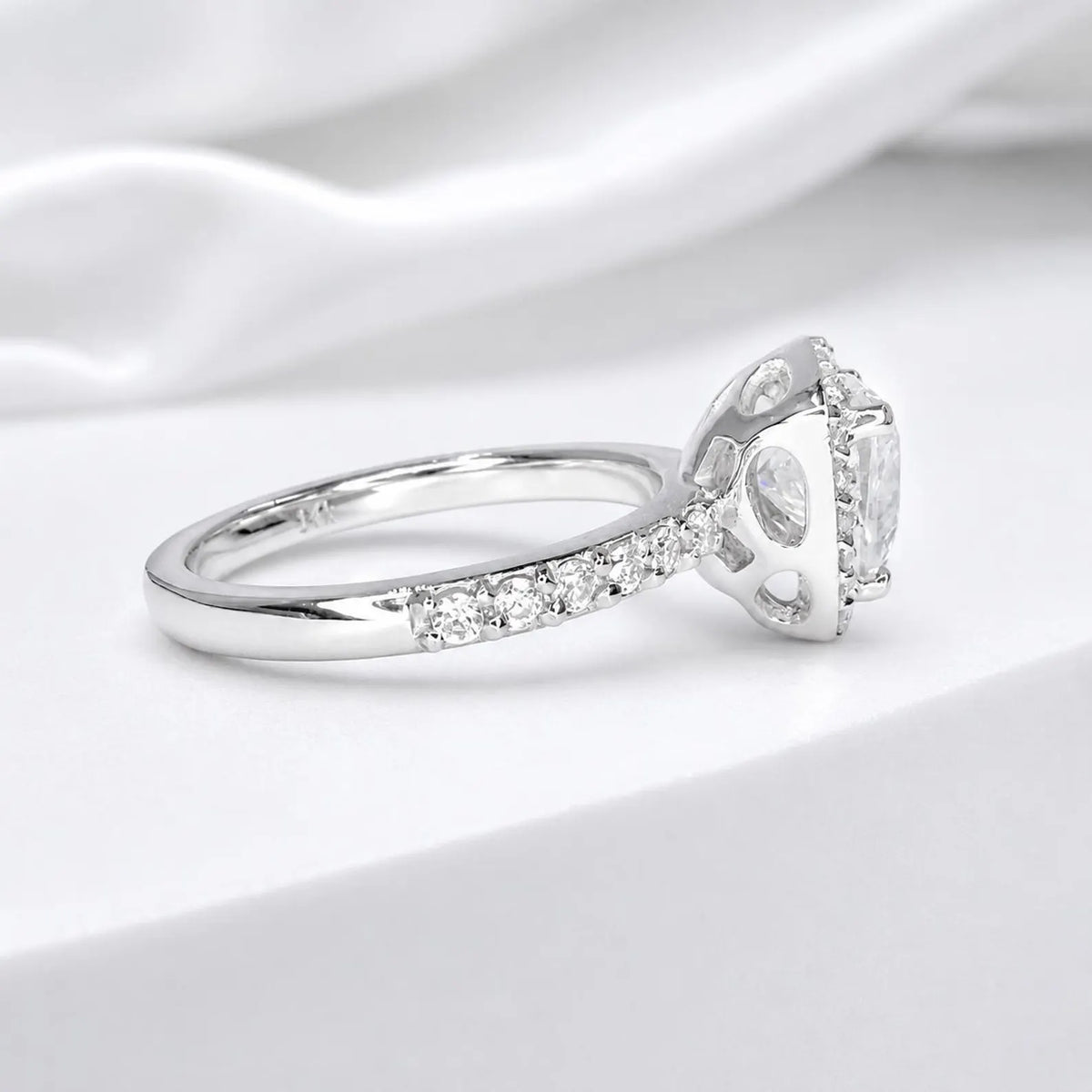 Moissanite Engagement Rings 14k Solid Gold Trillion Cut For Women, Vintage Bridal Promise Ring Solitaire Moissanite Halo Wedding Ring  #7177