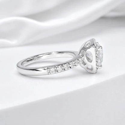 Moissanite Engagement Rings 14k Solid Gold Trillion Cut For Women, Vintage Bridal Promise Ring Solitaire Moissanite Halo Wedding Ring  #7177