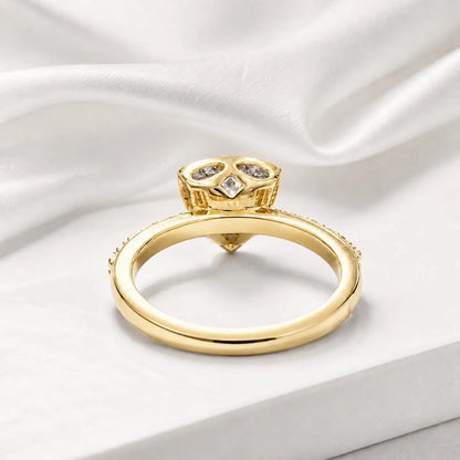 Moissanite Engagement Rings 14k Solid Gold Trillion Cut For Women, Vintage Bridal Promise Ring Solitaire Moissanite Halo Wedding Ring  #7177