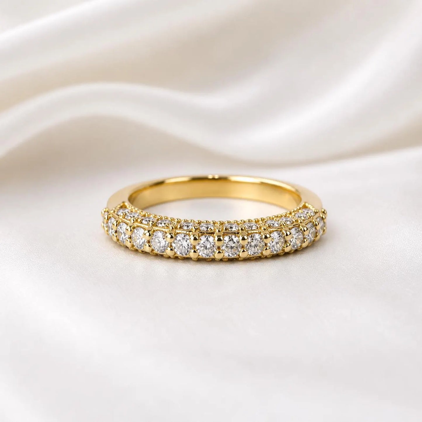 Lab Grown Diamond Wedding Band, 14K Solid Gold Diamond Anniversary Ring, Stackable Eternity Band for Women, Minimalist Bridal Ring #8947