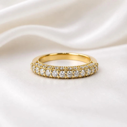 Lab Grown Diamond Wedding Band, 14K Solid Gold Diamond Anniversary Ring, Stackable Eternity Band for Women, Minimalist Bridal Ring #8947