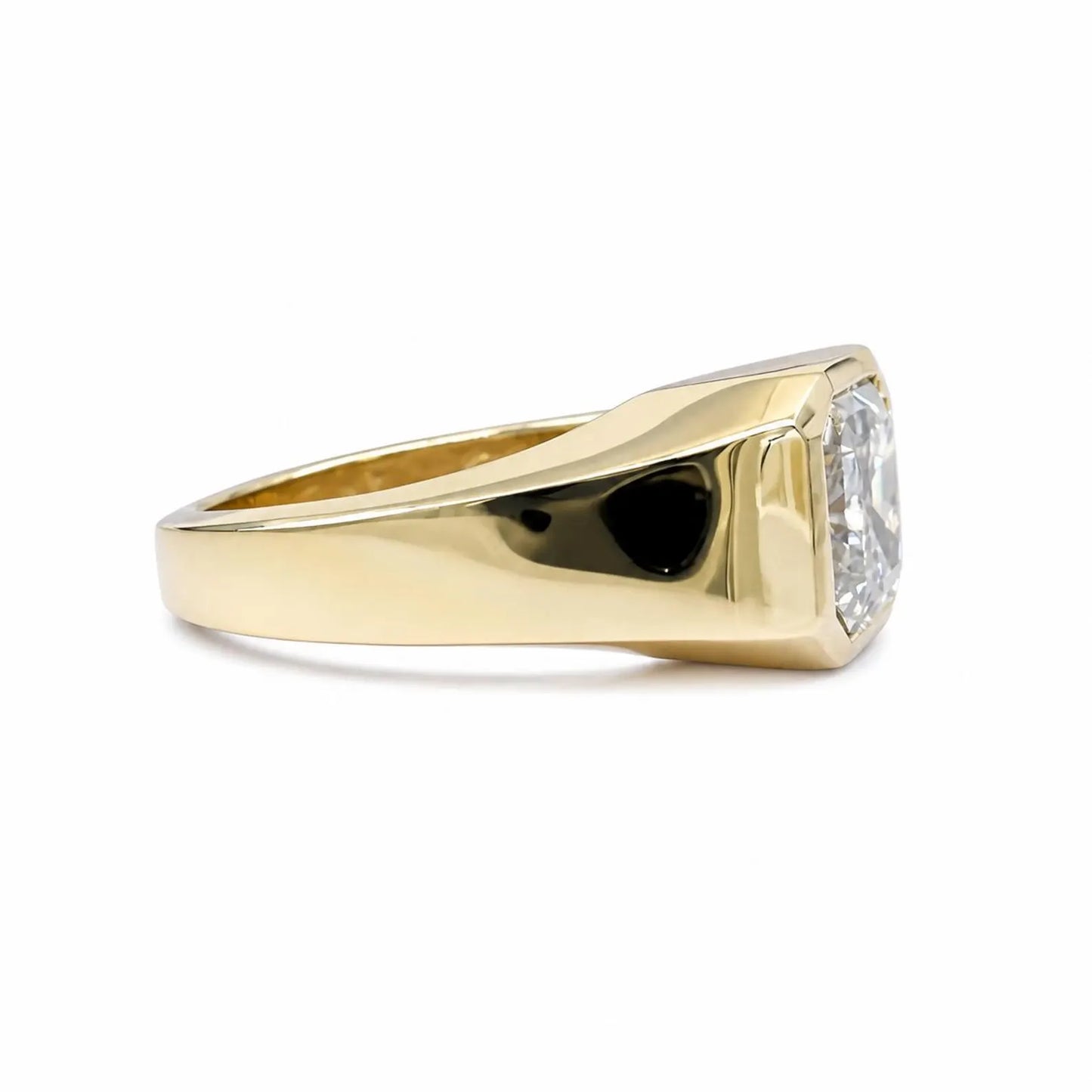 Men's Moissanite Wedding Band 14k Solid Gold Ring,  #7166 Men's Moissanite Asscher  Bezel Ring,  Men's Moissanite Solitaire Engagement Ring