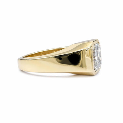 Men's Moissanite Wedding Band 14k Solid Gold Ring,  #7166 Men's Moissanite Asscher  Bezel Ring,  Men's Moissanite Solitaire Engagement Ring