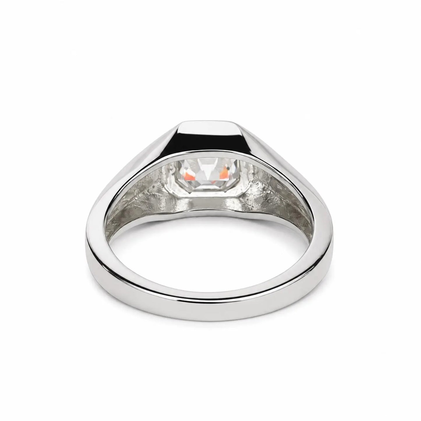 Men's Moissanite Wedding Band 14k Solid Gold Ring,  #7166 Men's Moissanite Asscher  Bezel Ring,  Men's Moissanite Solitaire Engagement Ring