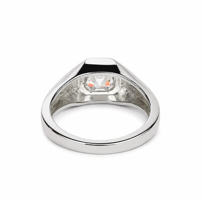 Men's Moissanite Wedding Band 14k Solid Gold Ring,  #7166 Men's Moissanite Asscher  Bezel Ring,  Men's Moissanite Solitaire Engagement Ring