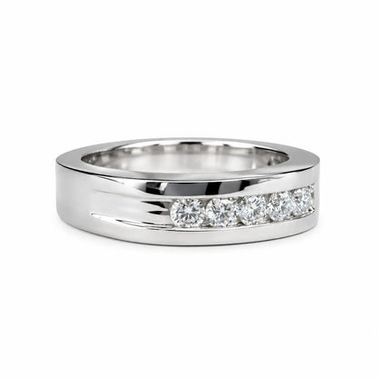 Mens Moissanite Wedding Band White Gold Six Stone Moissanite Wedding Band Unique Mens Band Moissanite Anniversary Band Ring For Men  #7428