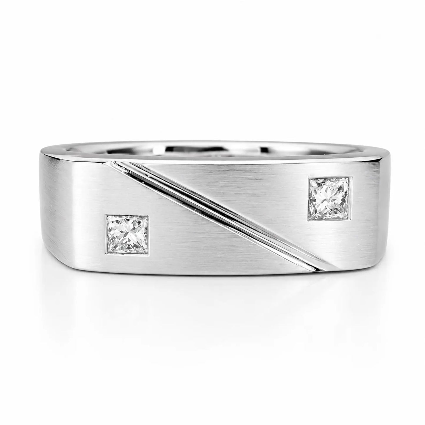 Men's Ring / Princess Cut Ring / Natural Dimond Ring / Gift Ideas For Him / 14k White Gold / #633