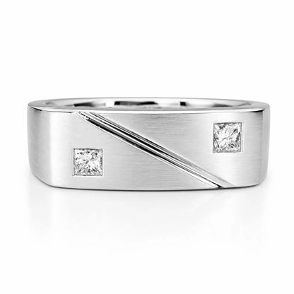 Men's Ring / Princess Cut Ring / Natural Dimond Ring / Gift Ideas For Him / 14k White Gold / #633