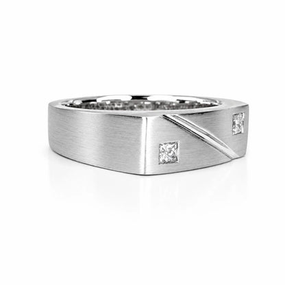 Men's Ring / Princess Cut Ring / Natural Dimond Ring / Gift Ideas For Him / 14k White Gold / #633