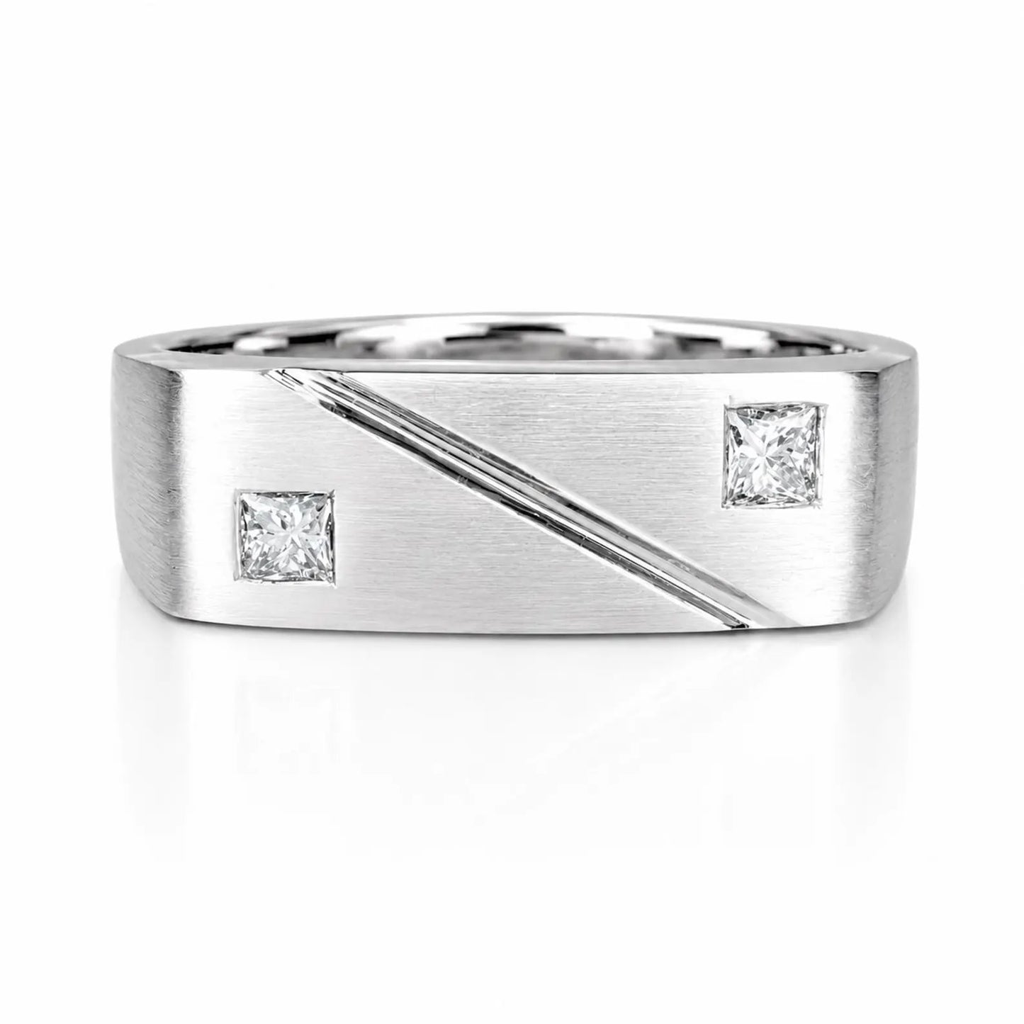 Men's Ring / Princess Cut Ring / Natural Dimond Ring / Gift Ideas For Him / 14k White Gold / #633