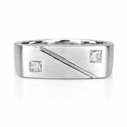 Men's Ring / Princess Cut Ring / Natural Dimond Ring / Gift Ideas For Him / 14k White Gold / #633