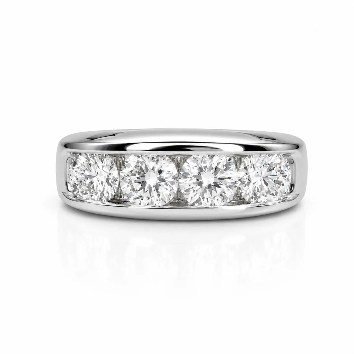 Mens Moissanite Wedding Band Yellow Gold Five Stone Moissanite Wedding Band Unique Mens Band Moissanite Anniversary Band Ring For Men  #7381