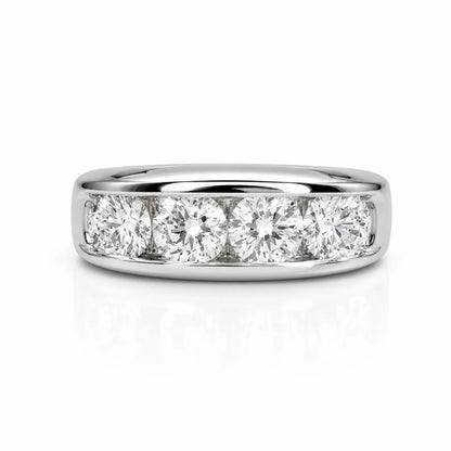 Mens Moissanite Wedding Band Yellow Gold Five Stone Moissanite Wedding Band Unique Mens Band Moissanite Anniversary Band Ring For Men  #7381