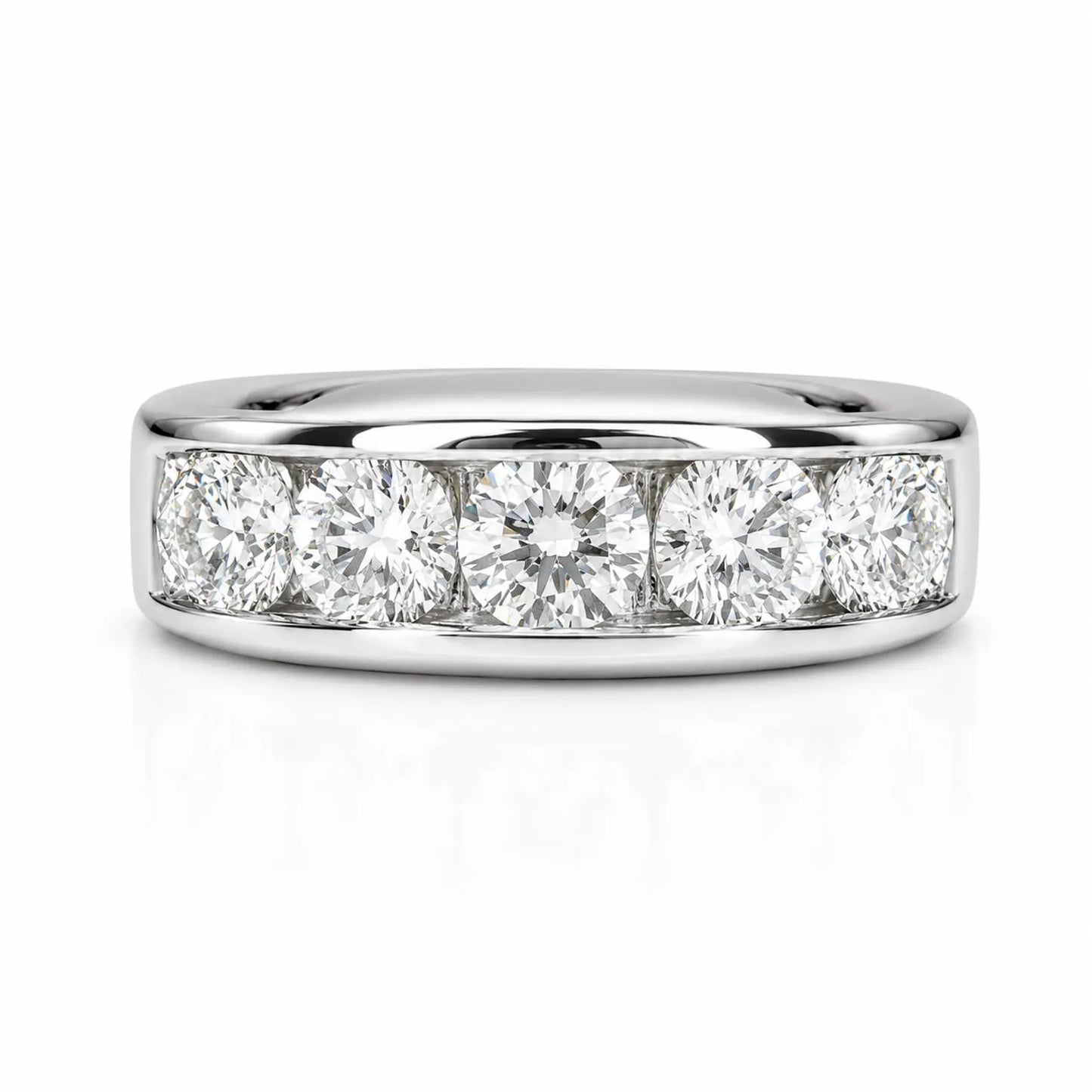 Mens Moissanite Wedding Band Yellow Gold Five Stone Moissanite Wedding Band Unique Mens Band Moissanite Anniversary Band Ring For Men  #7381
